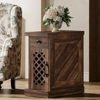 Table d'appoint en bois de 65 cm de haut, Table de chevet pour chambre à coucher, Marron rustique - 60 cm L x 30 cm l x 65 cm H
