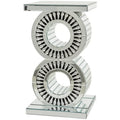 Table d'appoint miroir en verre avec ornements en cristal - Argent - Roche River Decor