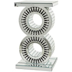 Table d'appoint miroir en verre avec ornements en cristal - Argent - Roche River Decor