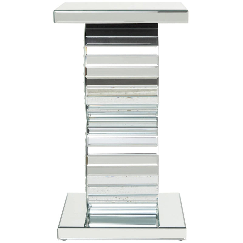 Table d'appoint miroir en verre avec ornements en cristal - Argent - Roche River Decor