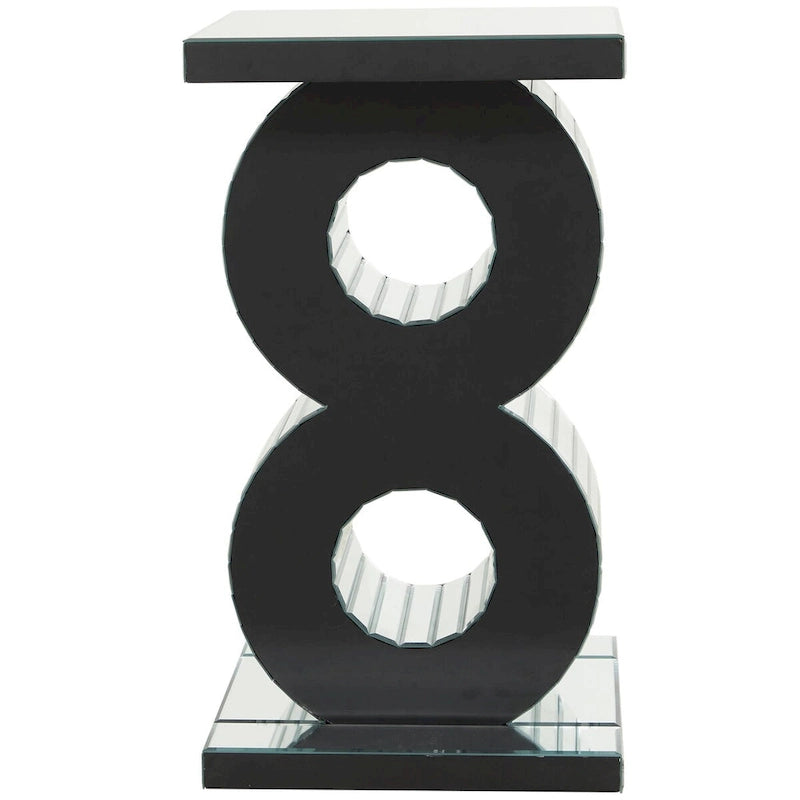 Table d'appoint miroir en verre avec ornements en cristal - Argent - Roche River Decor
