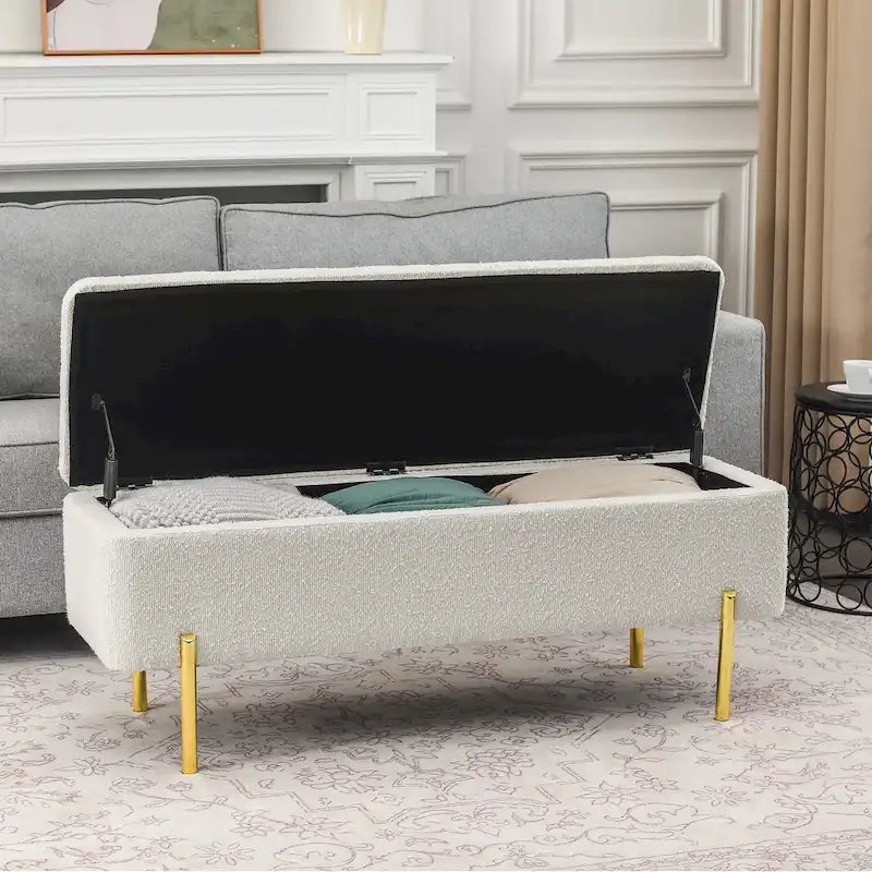 Banc de rangement ottoman Adeco de 119 cm, rembourré, bout de lit
