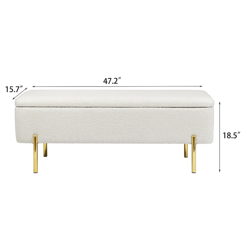 Banc de rangement ottoman Adeco de 119 cm, rembourré, bout de lit