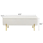 Banc de rangement ottoman Adeco de 119 cm, rembourré, bout de lit