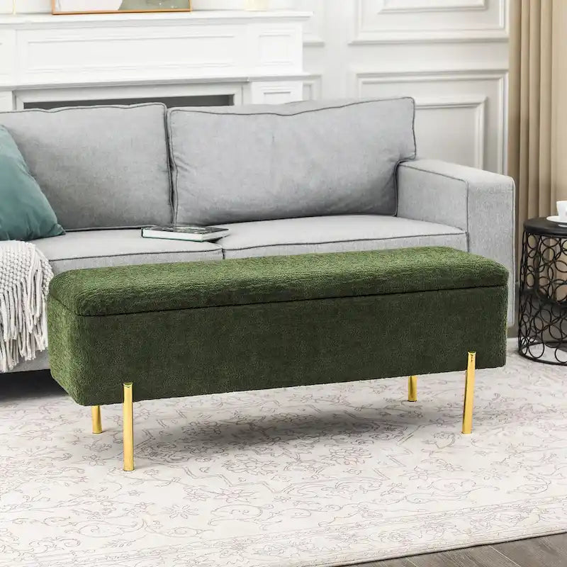 Banc de rangement ottoman Adeco de 119 cm, rembourré, bout de lit