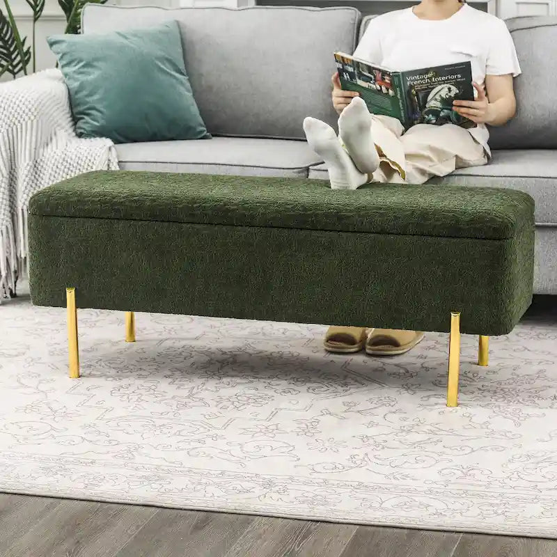 Banc de rangement ottoman Adeco de 119 cm, rembourré, bout de lit