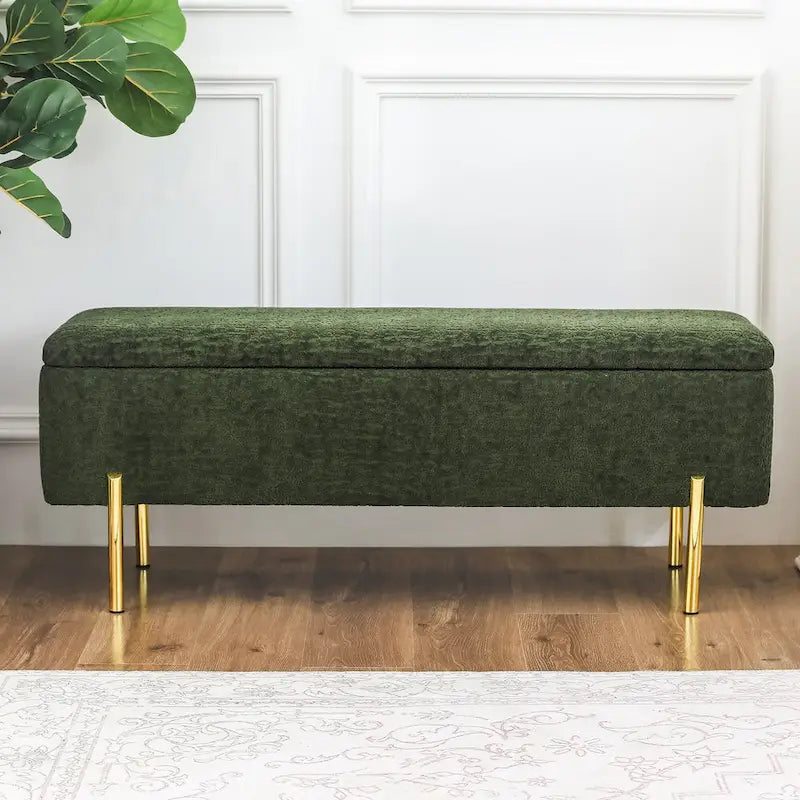 Banc de rangement ottoman Adeco de 119 cm, rembourré, bout de lit