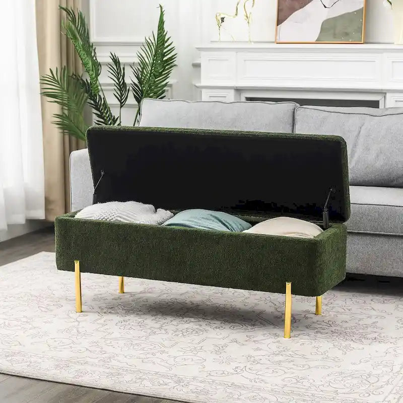 Banc de rangement ottoman Adeco de 119 cm, rembourré, bout de lit
