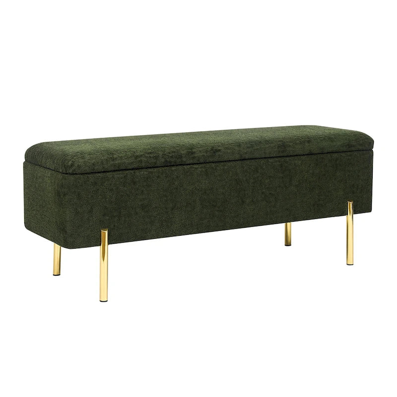 Banc de rangement ottoman Adeco de 119 cm, rembourré, bout de lit