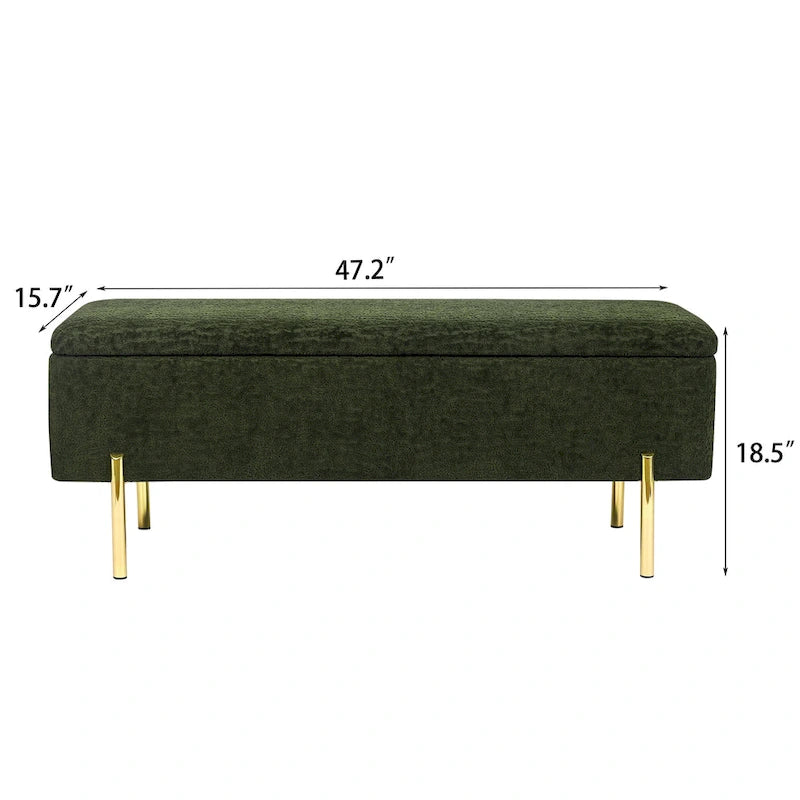 Banc de rangement ottoman Adeco de 119 cm, rembourré, bout de lit